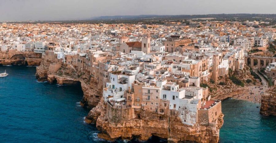 From Bari: Full-day tour to Polignano and Alberobello - Polignano a Mare with Pugliamare: boat, street food, or Tuk Tuk